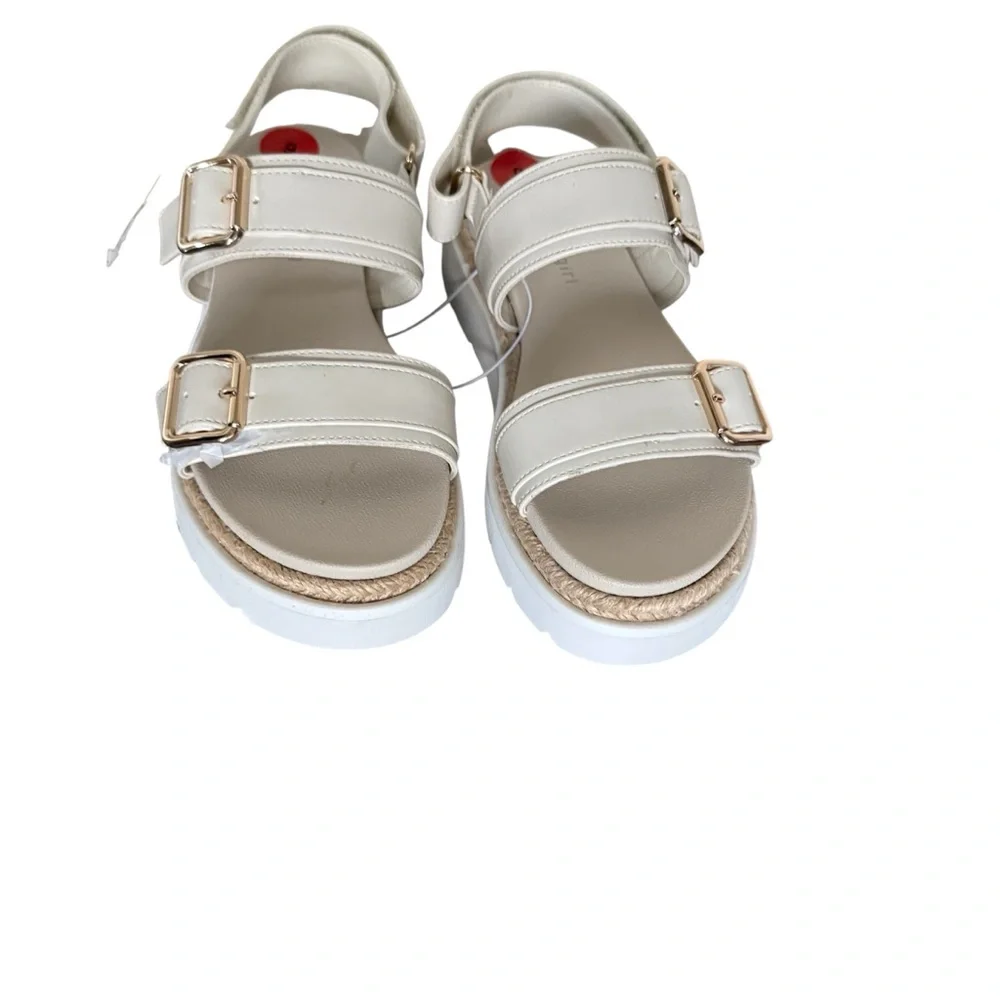 Madden Girl Kids Cream Sandals with Gold Buckles